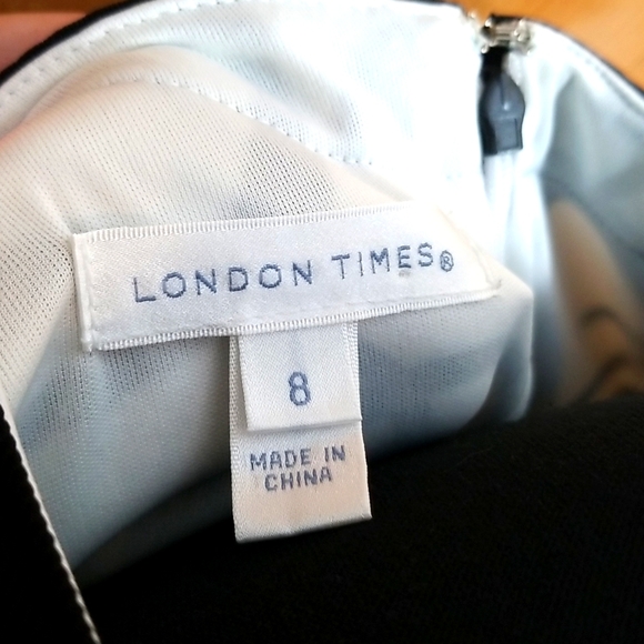 NWOT London Times white and black dress w/ matching belt sz.8 - Picture 7 of 7